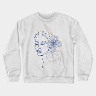 Line Art Woman With Flower Crewneck Sweatshirt